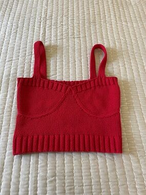 Zara Red Knit Crop Tank